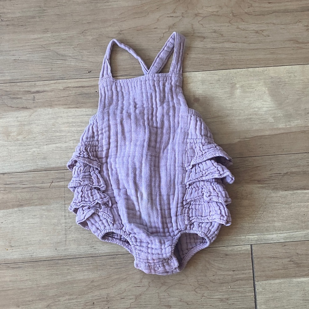 Angel Dear Lilac Ruffled Baby Romper